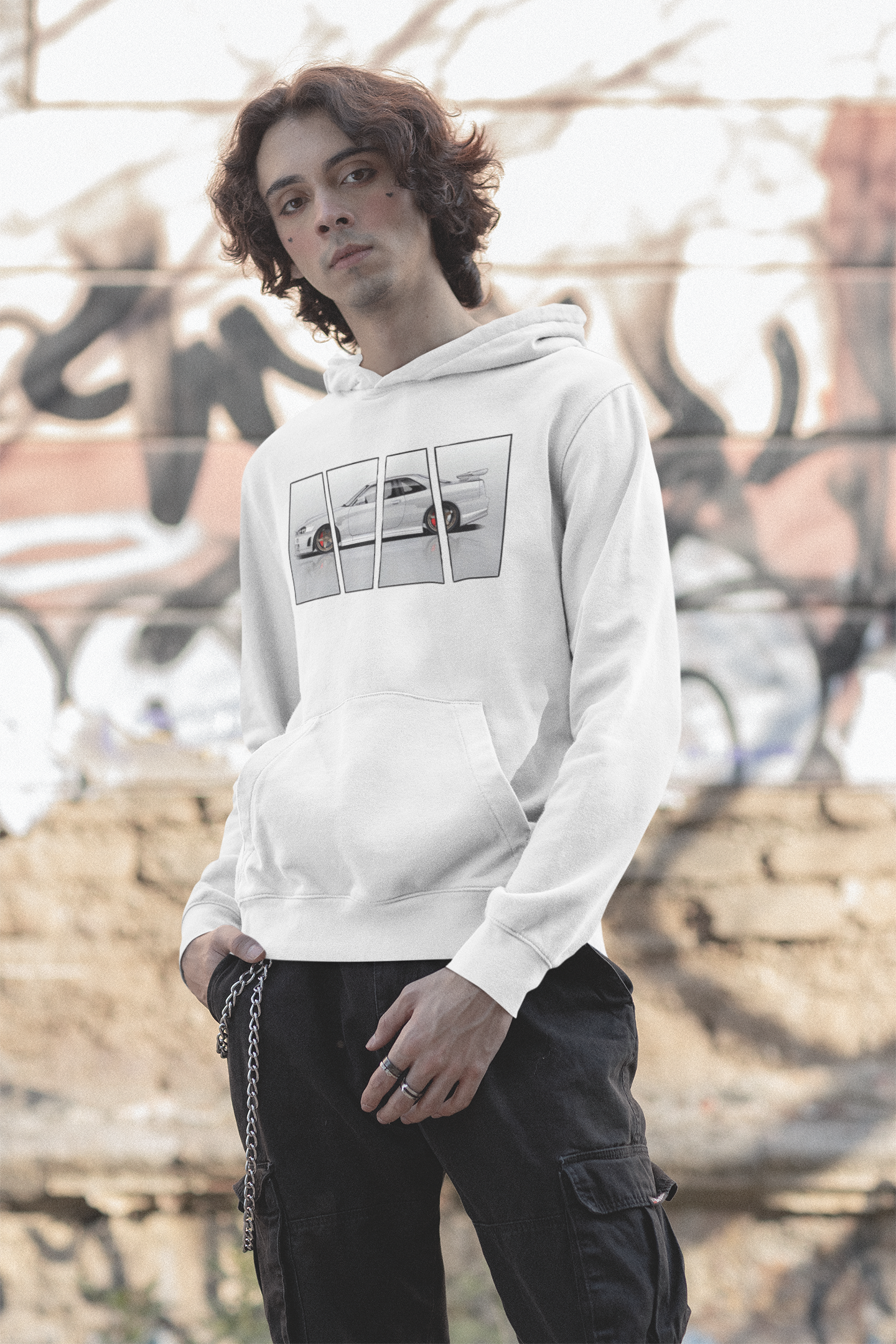 White Japanese Style Spliced r34 Hoodie (JDM)